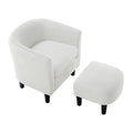 Modern Accent Chair,Upholstered Arm Chair Corduroy Single Sofa Chair With Ottoman Foot Rest Comfy Armchair For Living Room Bedroom And Office,White White Corduroy