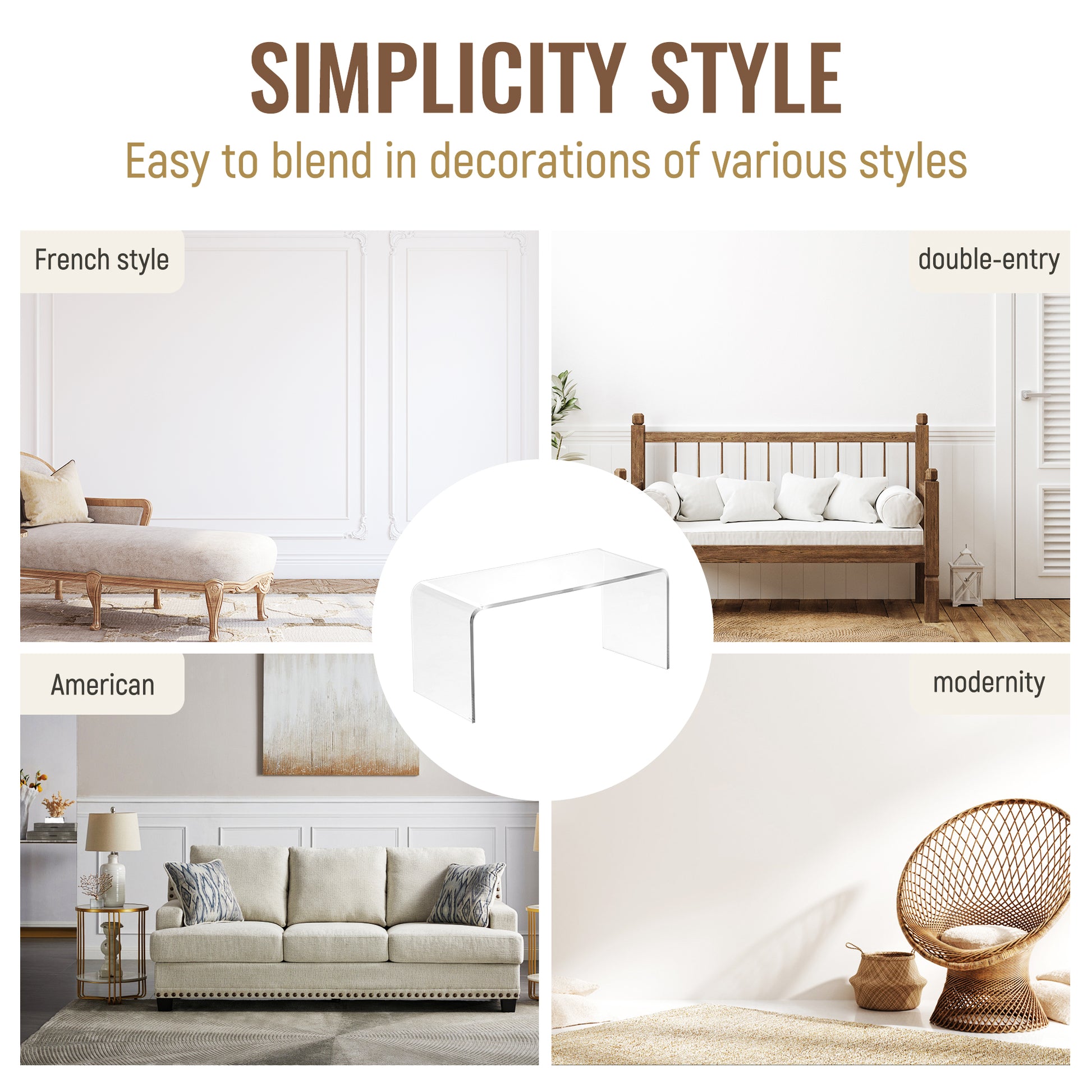 Homcom 39.25" Long Rectangle All Acrylic 15Mm Thick Waterfall Coffee Table, Clear Clear Acrylic