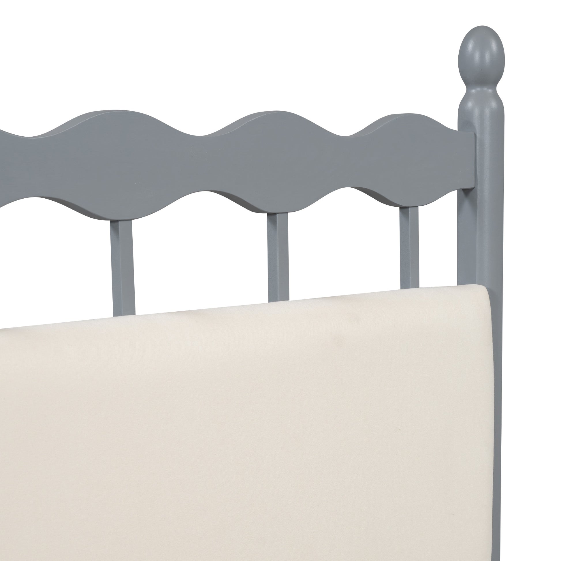 Queen Size Wooden Storage Platform Bed, With 2 Big Drawers, T Size Trundle, Gray Queen Gray Plywood