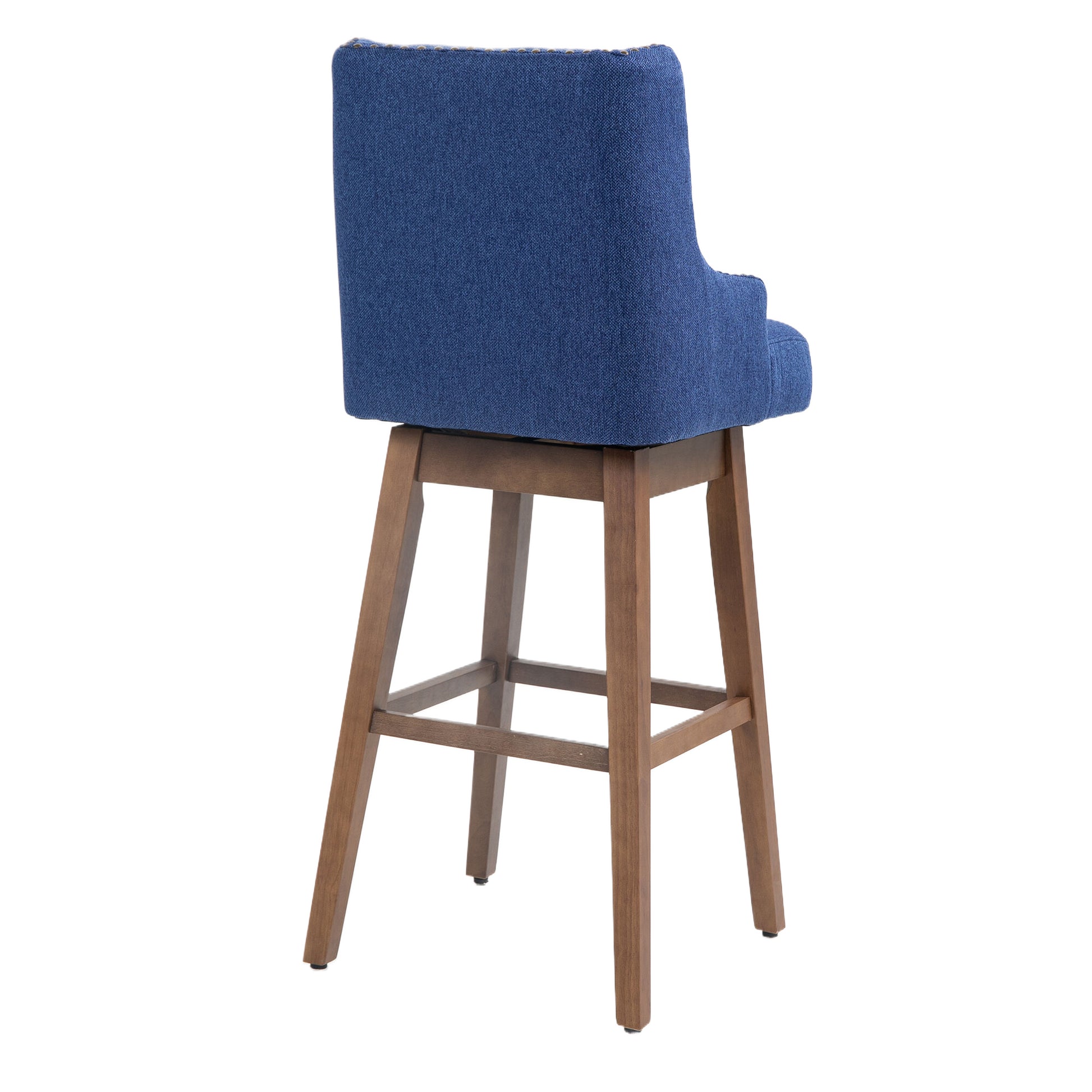 Coolmore Bar Stools Set Of 2 Counter Height Chairs With Footrest For Kitchen, Dining Room And 360 Degree Solid Wood Legs Swivel Bar Stools Set Of 2 Navy Linen Navy Foam Linen