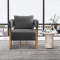 Ts Modern Decorative Chair, Living Room Side Chair With Gold Metal Legs, No Wheels, Suitable For Dressing Area, Reception Room, Office,Teddy Fleece Upholstered Metal Foot Sofa 1Pc Grey Grey Teddy