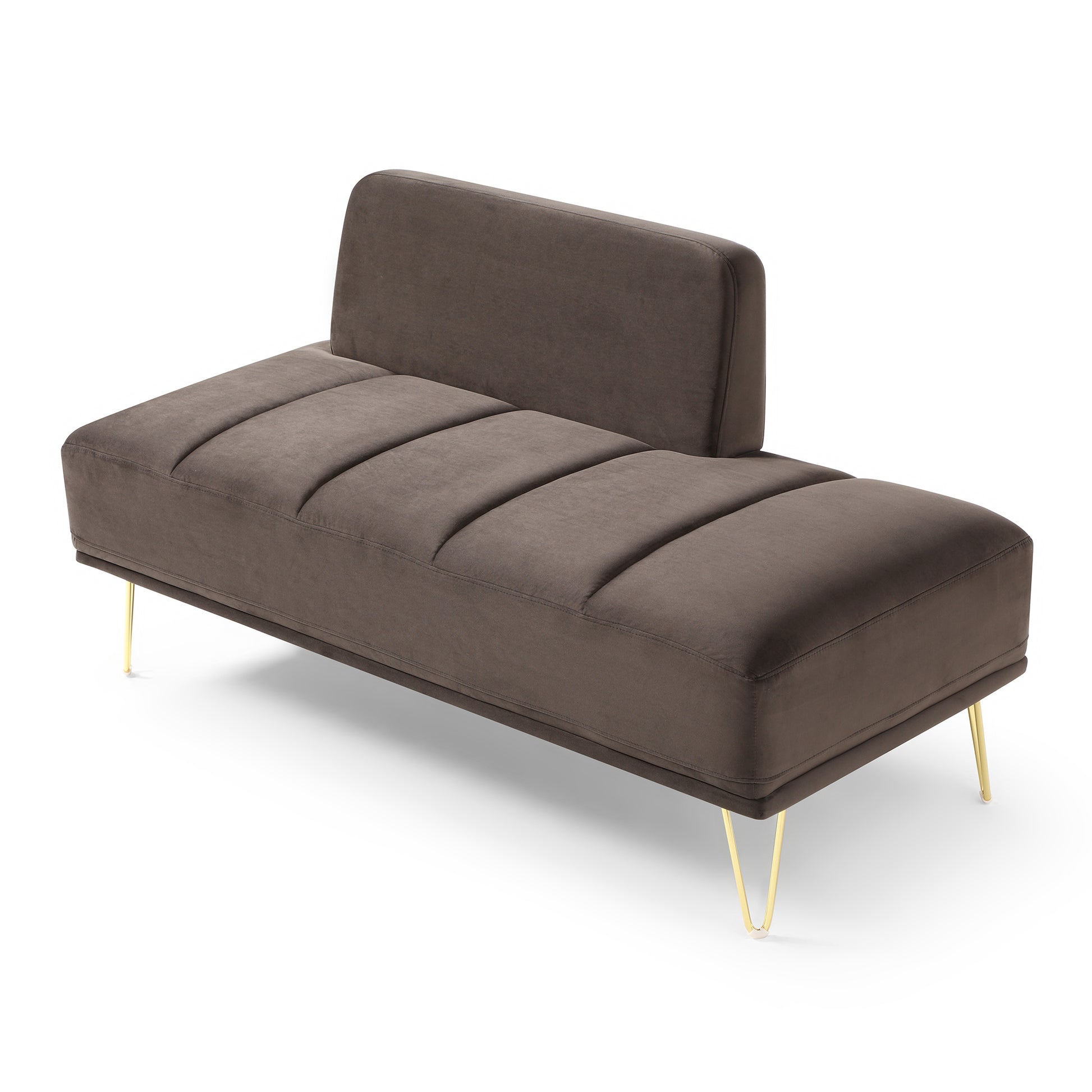 56.3"Inch Width Modern End Of Bed Bench,Velvet Fabric Upholstered 2 Seater Sofa Couch Entryway Ottoman Bench, Fuzzy Sofa Stool Footrest ,Window Bench With Gold Metal Legs For Bedroom, Living Room,Grey Dark Grey Velvet Wood Primary Living Space Velvet 2