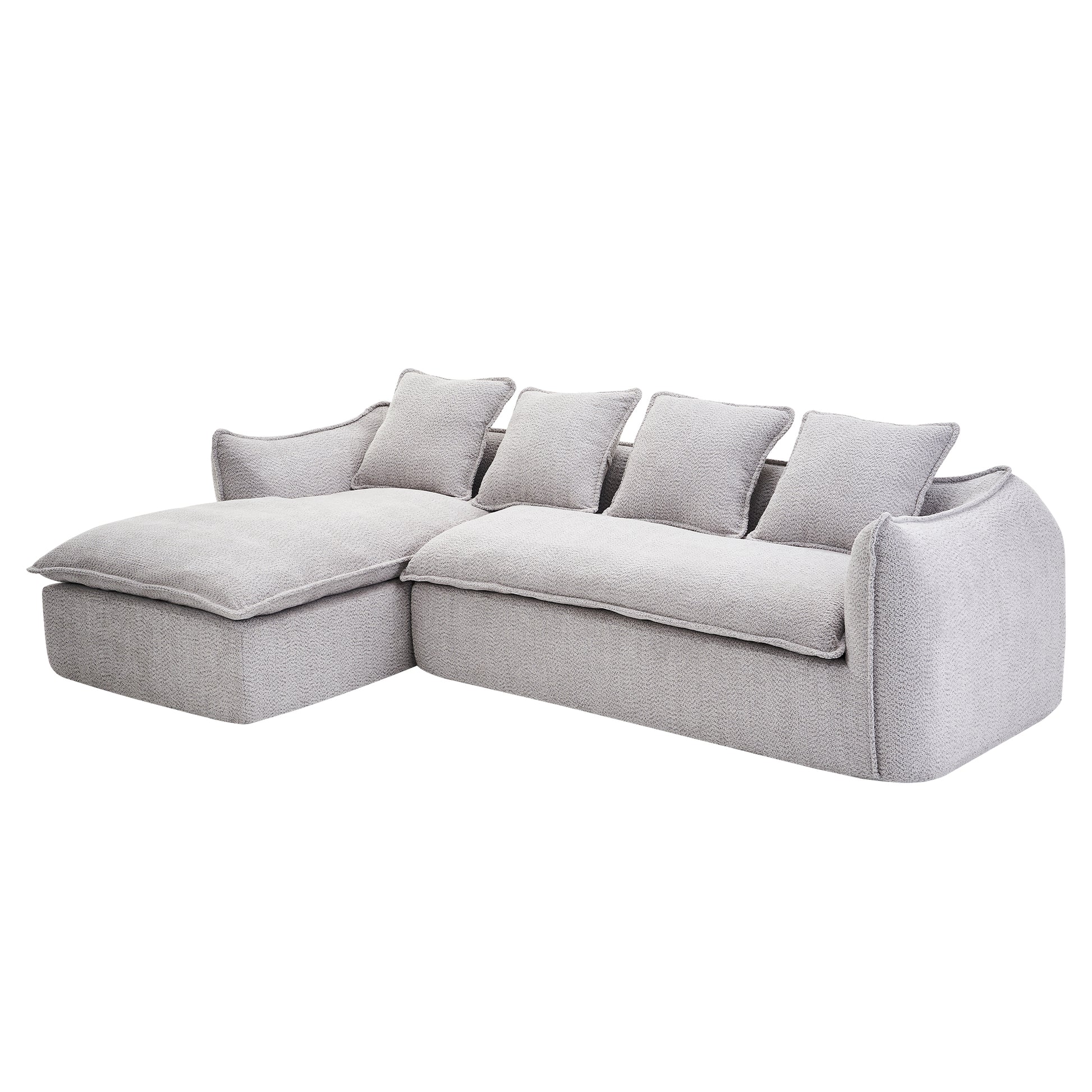 Sofa Deep Seat Sofa 3 Seater For Living Room Oversized Comfy Sofa L Shape Sofa Couch With Chaise Home Furniture Sleeper Sectional Sofa For Apartment, Office Left Hand Facing Grey Foam 3 Seat
