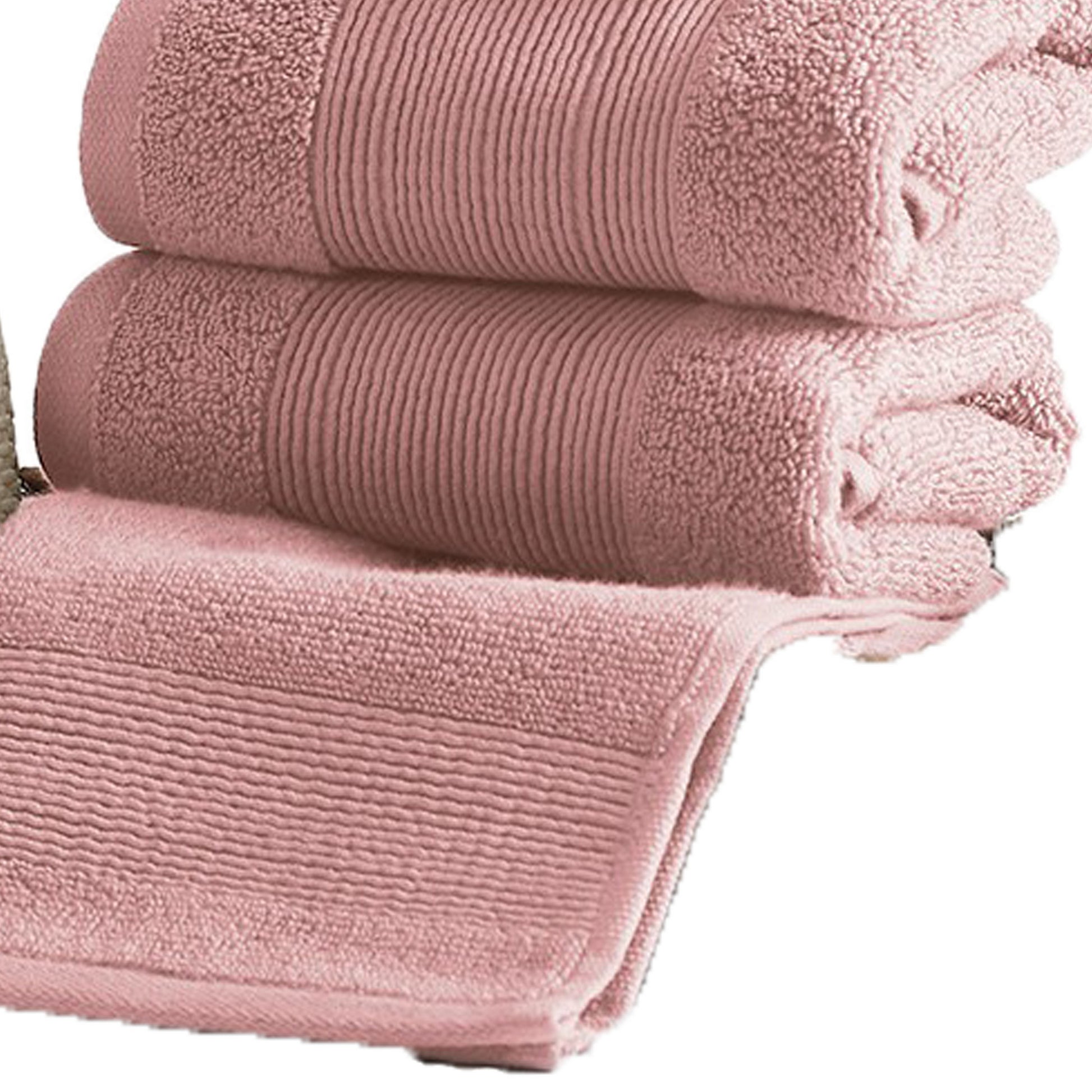 Lyra 18 Piece Ultra Soft Towel Set, Absorbent Textured Cotton Yarn, Pink Pink Cotton