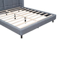 Queen Size Upholstered Platform Bed With Led Lights And U Shaped Headboard, Linen Fabric, Gray Queen Gray Wood Metal