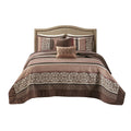 5 Piece Jacquard Quilt Set With Throw Pillows Red Full Queen Full Red Cotton