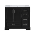 36 Inch Traditional Bathroom Vanity With Resin Sink Combo Set, Black Bathroom Cabinet With Two Doors And Four Drawers Black Bathroom Solid Wood Mdf Resin