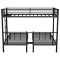 Twin Over Twin & Twin Bunk Beds For 3, Twin Xl Over Twin & Twin Bunk Bed Metal Triple Bunk Bed, Black Twin Xl Black Metal