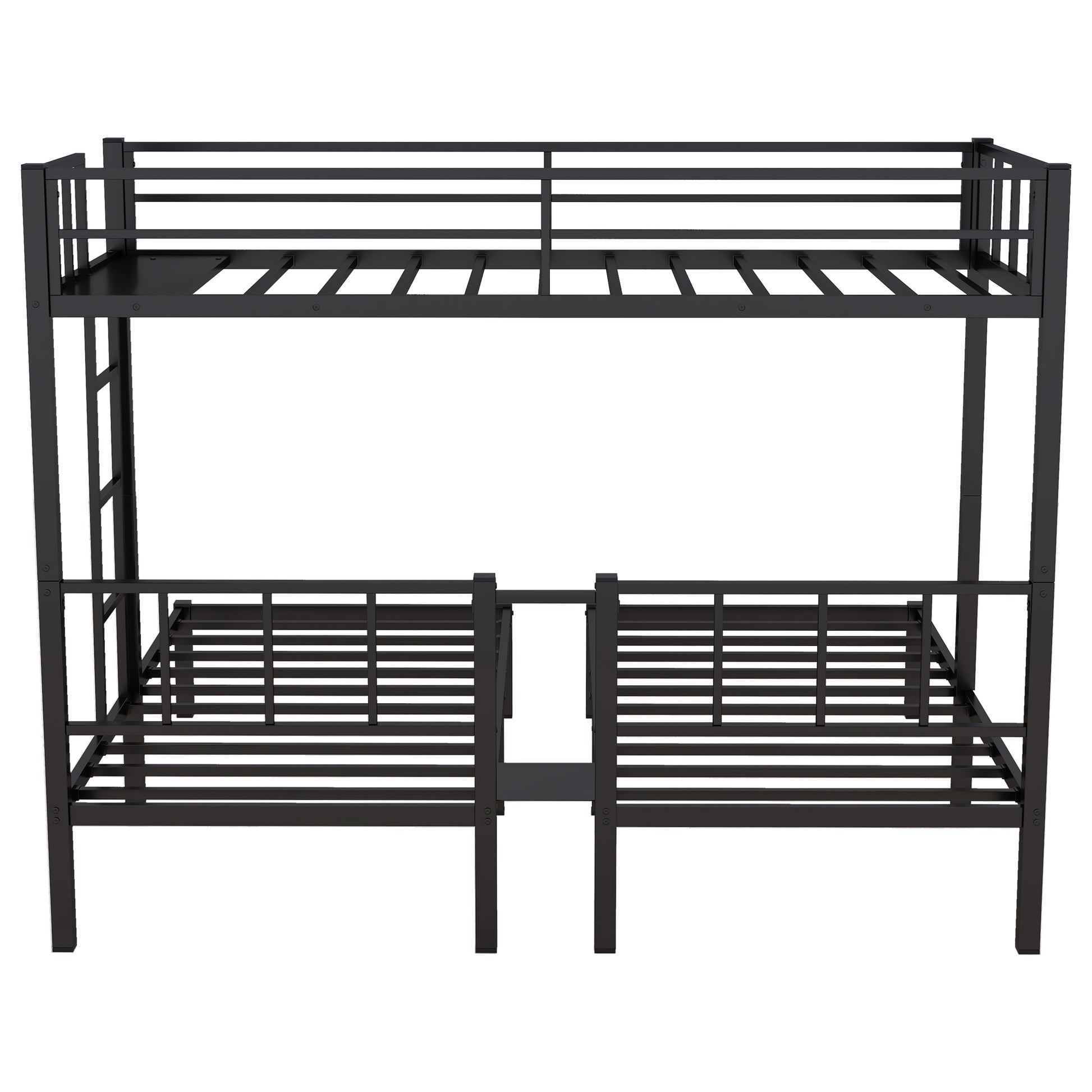 Twin Over Twin & Twin Bunk Beds For 3, Twin Xl Over Twin & Twin Bunk Bed Metal Triple Bunk Bed, Black Twin Xl Black Metal
