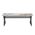 A Modern Minimalist Style Marble Patterned Coffee Table With Black Metal Legs. Computer Desk. Game Table. Tea Table. Ct Xx White Black Sintered Stone