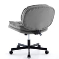 Armless Office Desk Chair With Wheels: Pu Leather Cross Legged Wide Chair,Comfortable Adjustable Swivel Computer Task Chairs For Home,Office,Make Up,Small Space,Bed Room Smoke Grey Antique Fiber Foam And Polyester Fiber Pad Pvc