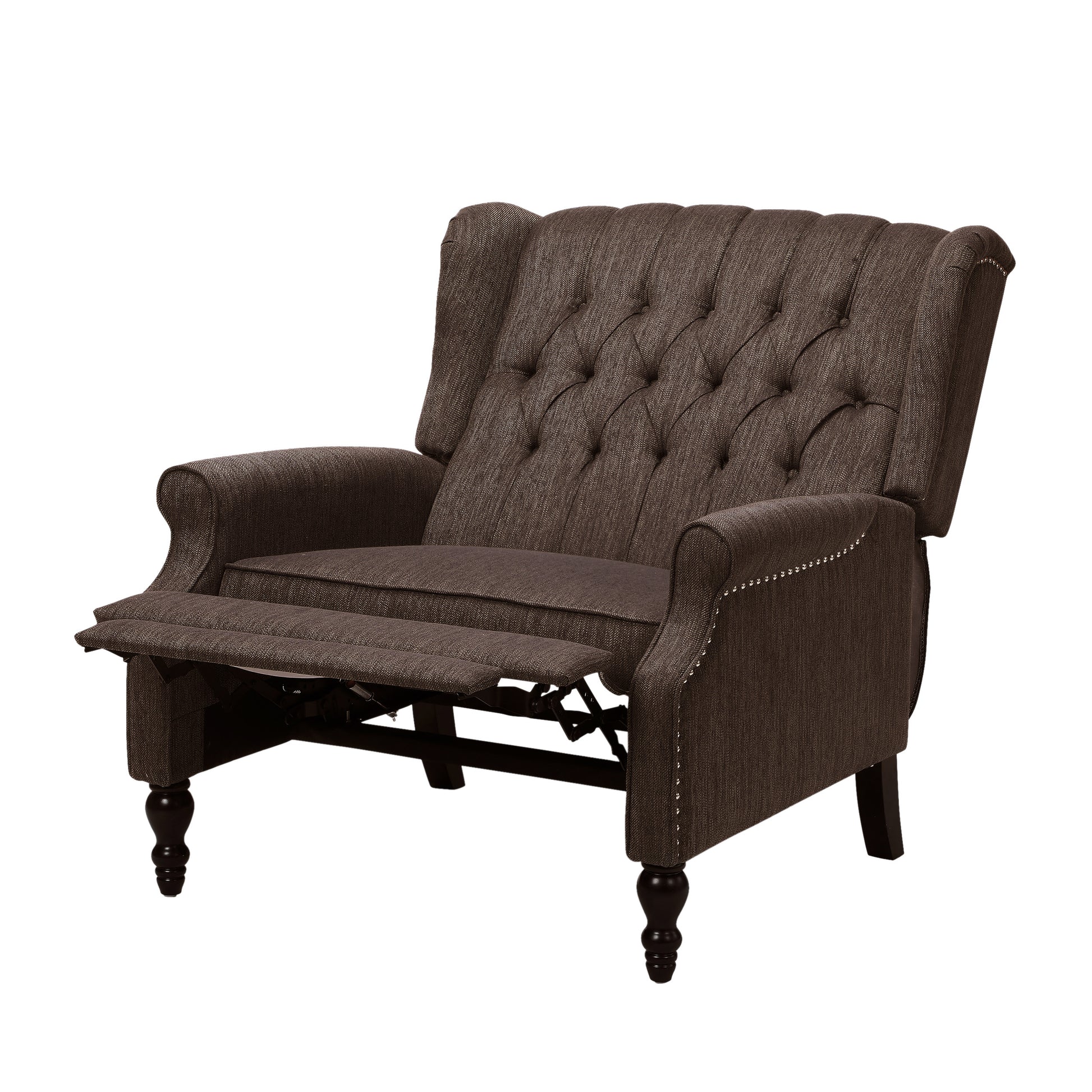 One And Half Seater Recliner Brown Fabric