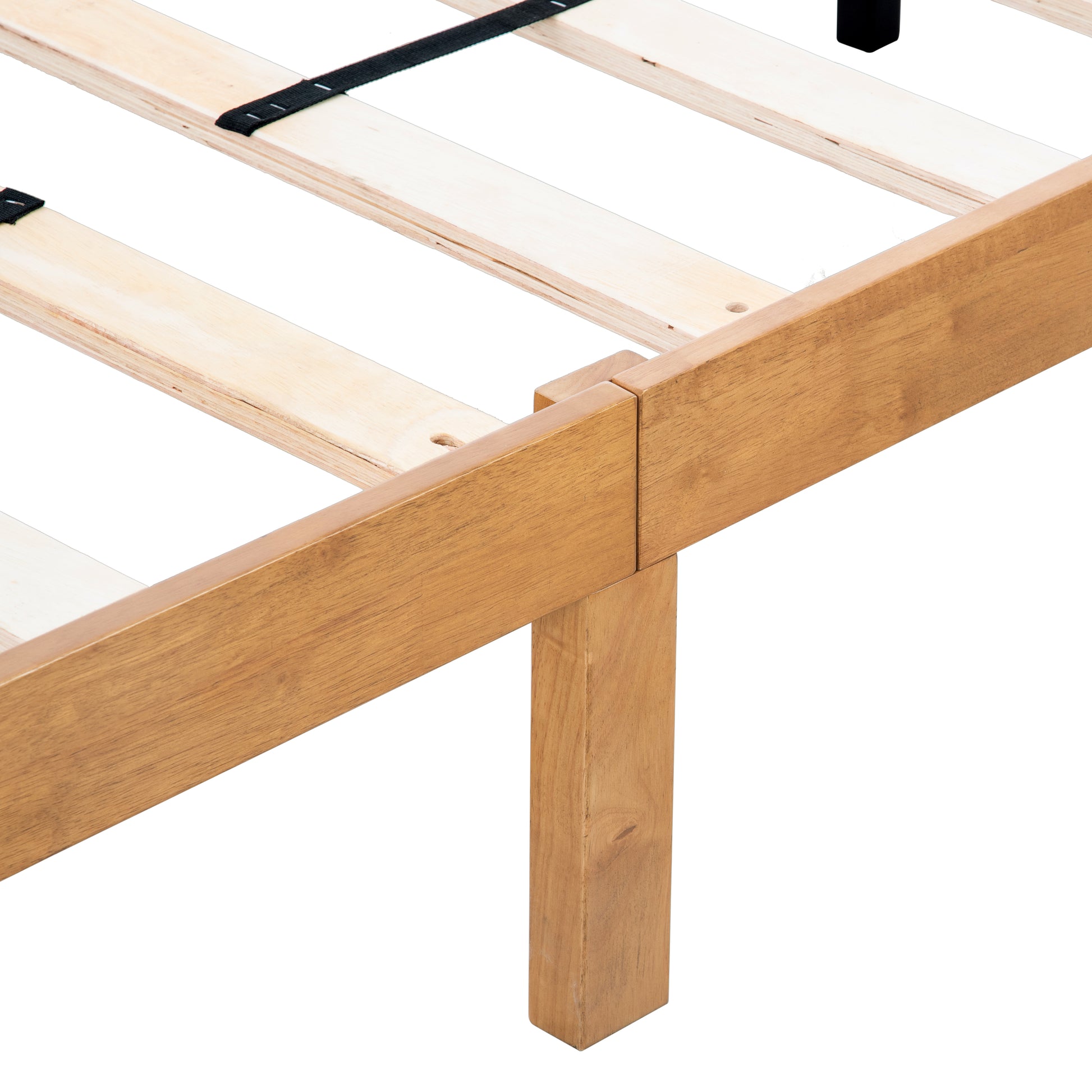 Queen Size Wood Platform Bed Frame,No Box Spring Needed,Strong Wood Slat Support, Easy Assembly Queen Brown White Rubber Wood