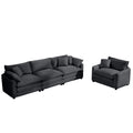 Mid Century Modern Sectional Set Of Two, One 3 Seater Sectional And One Single Seater Sectional With 2 Arm Pillows And 4 Throw Pillows, Living Room Sectional Grey Corduroy Fabric Grey Corduroy 4 Seat
