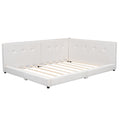 Upholstered Queen Size Platform Bed With Usb Ports, Beige Queen Box Spring Not Required Beige Linen
