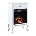 White 1 Drawer Fireplace With Queen Ann Leg Electric White Primary Living Space Freestanding Wood Electric