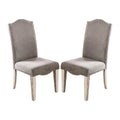 Set Of 2 Fabric Parson Chairs In Gray And Antique White Gray Dining Room Rectangular Dining Chairs Solid Wood Mdf