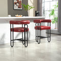Coolmore Bar Stools Set Of 2, Modern Bar Stool With Back, Black Metal Frames, Upholstered Bar Stools For Kitchen Island, Pub, Club Wine Red Pu Wine Red Dining Room Foam Pu Leather