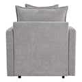 Chenille Fabric Comfy Deep Single Seat Sofa Upholstered Reading Armchair Living Room Gray Wood Foam Chenille 1 Seat