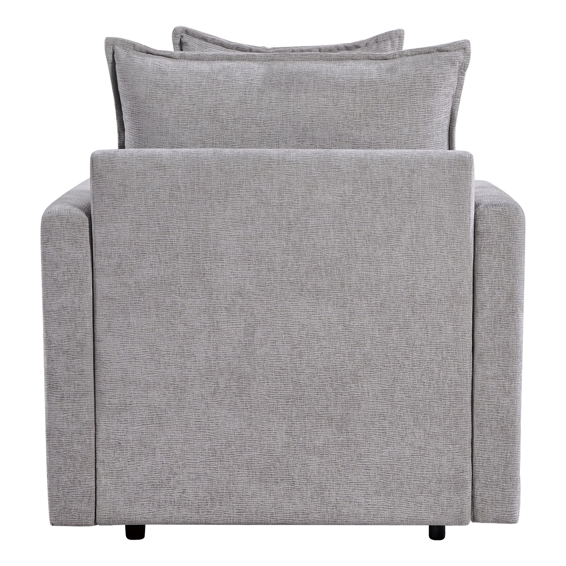 Chenille Fabric Comfy Deep Single Seat Sofa Upholstered Reading Armchair Living Room Gray Wood Foam Chenille 1 Seat