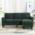 Velvet Sectional Couchl Shaped Sofa With Ottoman For Small Apartment Emerald Velvet 3 Seat