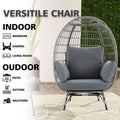 Large Outdoor Egg Chair, Indoor Patio Wicker Basket Chair With Cushion, Rattan Egg Chairs For Bedroom, Outside, Balcony,Grey Grey Pe Rattan Iron