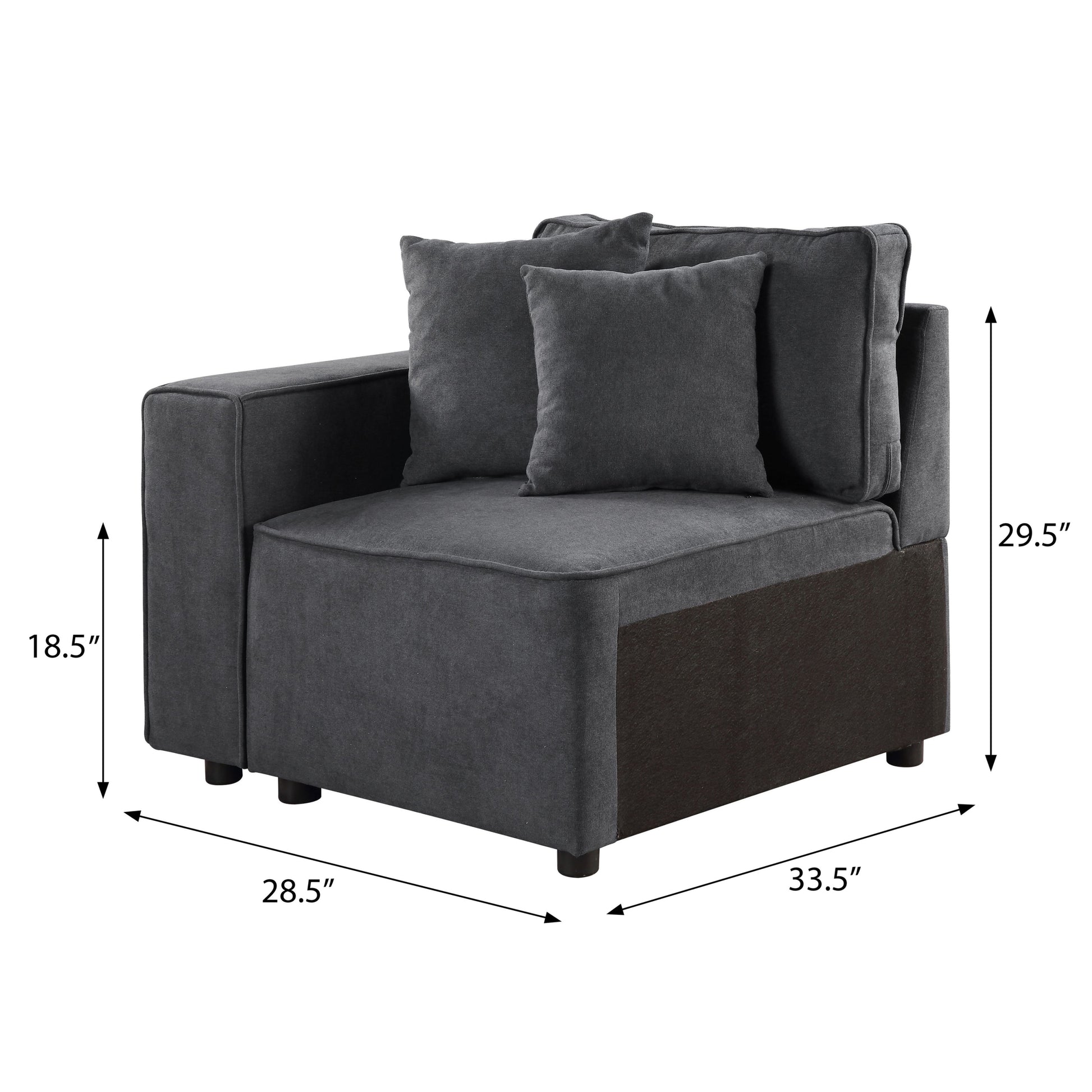 Grey Left Facing Loose Back Accent Chair Grey Primary Living Space Modern Pine Wood Fabric