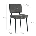 Modern Grey Simple Velvet Dining Chair Fabric Upholstered Chair Family Bedroom Stool Back Dressing, Black Round Table Set, Chair Black Metal Legs Set Of 5 Black Mdf