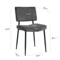 Modern Grey Simple Velvet Dining Chair Fabric Upholstered Chair Family Bedroom Stool Back Dressing, White Round Table Set, Chair Black Metal Legs Set Of 3 White Mdf