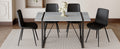 Table And Chair Set. Modern Minimalist Grey Marble Textured Mdf Dining Table With Metal Frame. Comes With Chairs With 4 Pu Cushions And Black Metal Legs. Black Seats 4 Mdf Metal