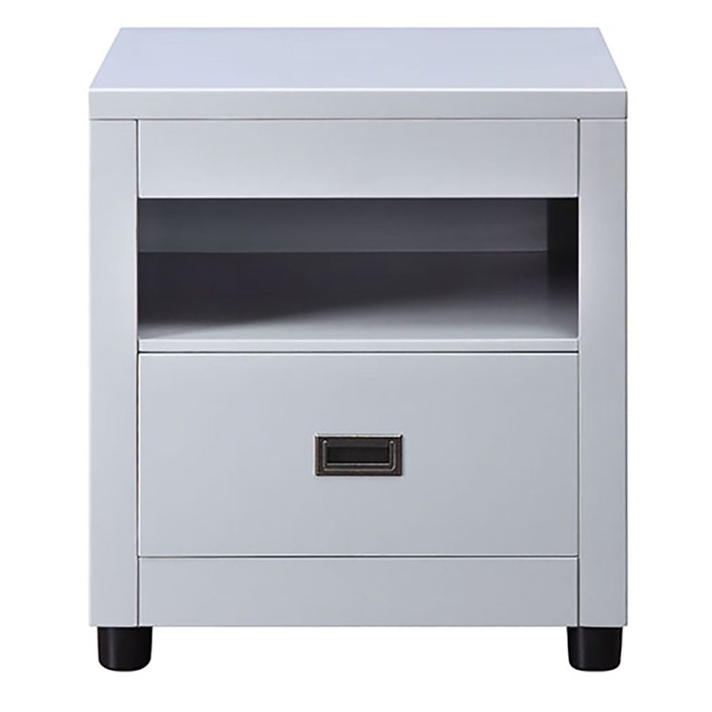 Dove Grey Storage End Table Grey Primary Living Space Poplar Drawers Rectangular Wood