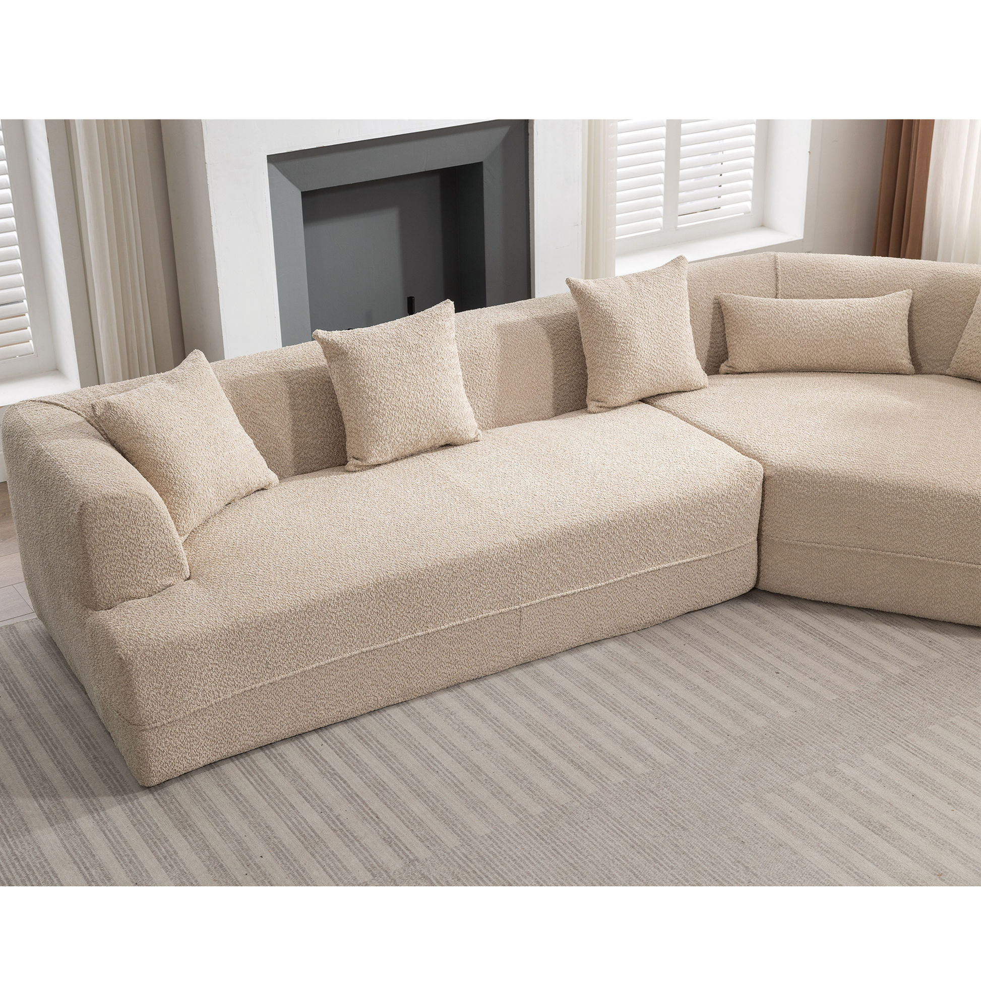 And Upgraded Extended Edition Modular Sofamodern Minimalist Style Sofa, Upholsteredfree Combination, Round Fiber Fabric, Anti Wrinkle Fabric,Dimension Extension,Brown Light Brown Polyester Primary Living Space Medium Soft Tight Back Modern Flared Arms