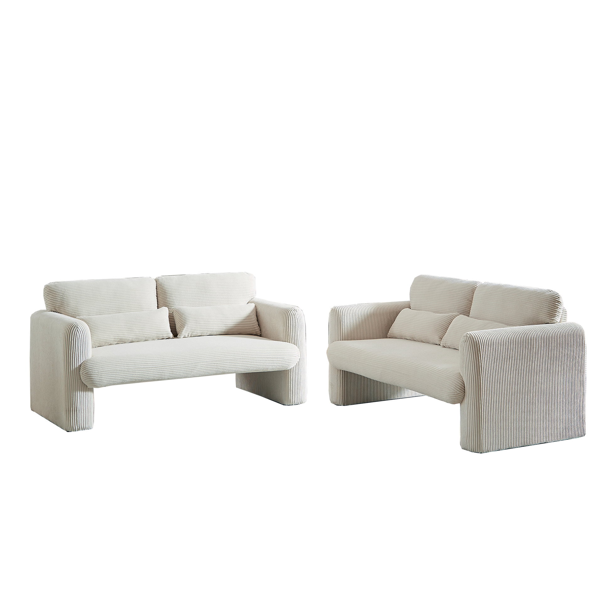 60"Corduroy Fabric Loveseat Sofa With 60"Loveseat Sofa, Modern Sofa With Support Pillow, For Apartment, Office, Living Room & Bedroom Beige Corduroy 2 Seat