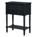 Narrow Console Table, Slim Sofa Table With Three Storage Drawers And Bottom Shelf Black Black Solid Wood Mdf