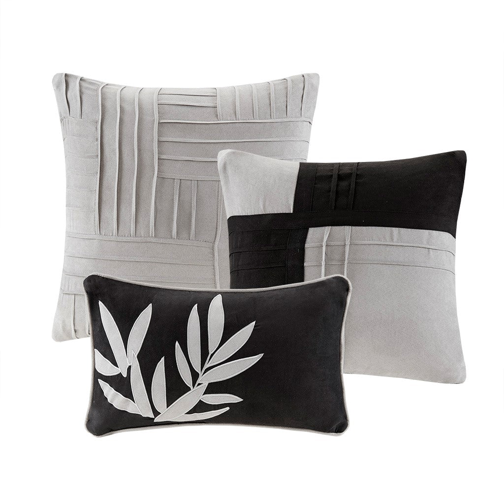7 Piece Faux Suede Comforter Set Grey Queen Queen Grey Polyester