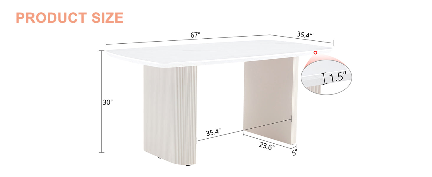 Cream Style Mdf White Dining Table.It Is A Furniture With A Warm And Soft Appearance, Suitable For Creating A Comfortable And Friendly Dining Environment, Suitable For Kitchens, Dining Rooms,Etc. White Mdf