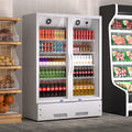 Commercial Display Refrigerator, Upright Swing Glass Door Merchandiser Fridge With Led Lightning, Reach In Beverage Cooler For Shop Restaurant, Etl Approved, 17.1 Cu. Ft, Silver Silver Steel