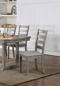 Gray Color Dining Chairs Padded Seat Set Of 2Pc Side Chair Ladder Back Kitchen Dining Room Wire Brushed Finish Gray Dining Room Classic,Modern,Transitional Dining Chairs Rubberwood Ladder Back Set