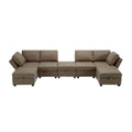 Free Combinations Storage Functional Modular Sectional Sofa With Thick Seat And Back Cushions Brown Polyester 4 Seat