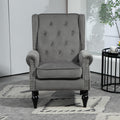 Coolmore Wood Frame Armchair, Modern Accent Chair Lounge Chair With Sturdy Wood Legs For Living Room Bedroom Dark Gray Dark Gray Foam Velvet