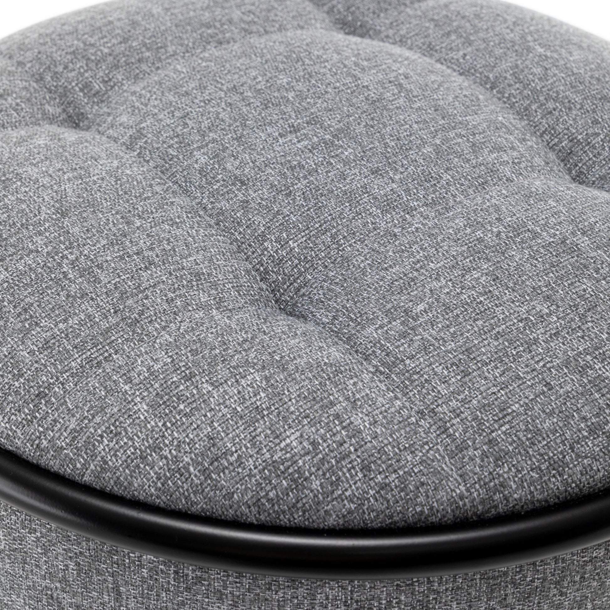 Round Storage Bar Stool Set Of 2, Grey Linen Height Adjustable Barstool, 360 Counter Height Swivel Stool, Armless Bar Chair With Metal Frame For Kitchen Counter Dining Living Room Grey Set Of 2 Foam Linen