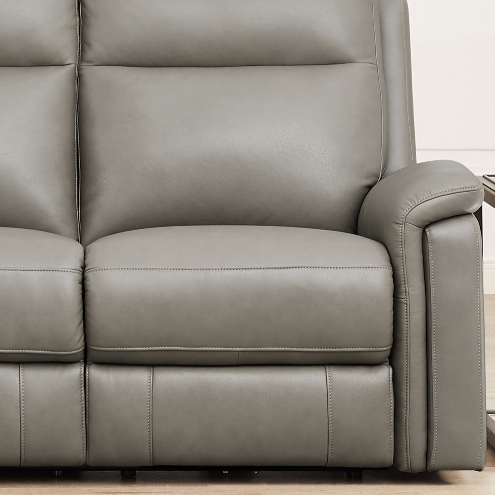 Stanfield Power Headrest Zero Gravity Reclining Sofa Gray Genuine Leather Wood Primary Living Space Medium Firm Tight Back Mid Century Modern Eucalyptus Pillow Top Arms Memory Foam Leather 3 Seat