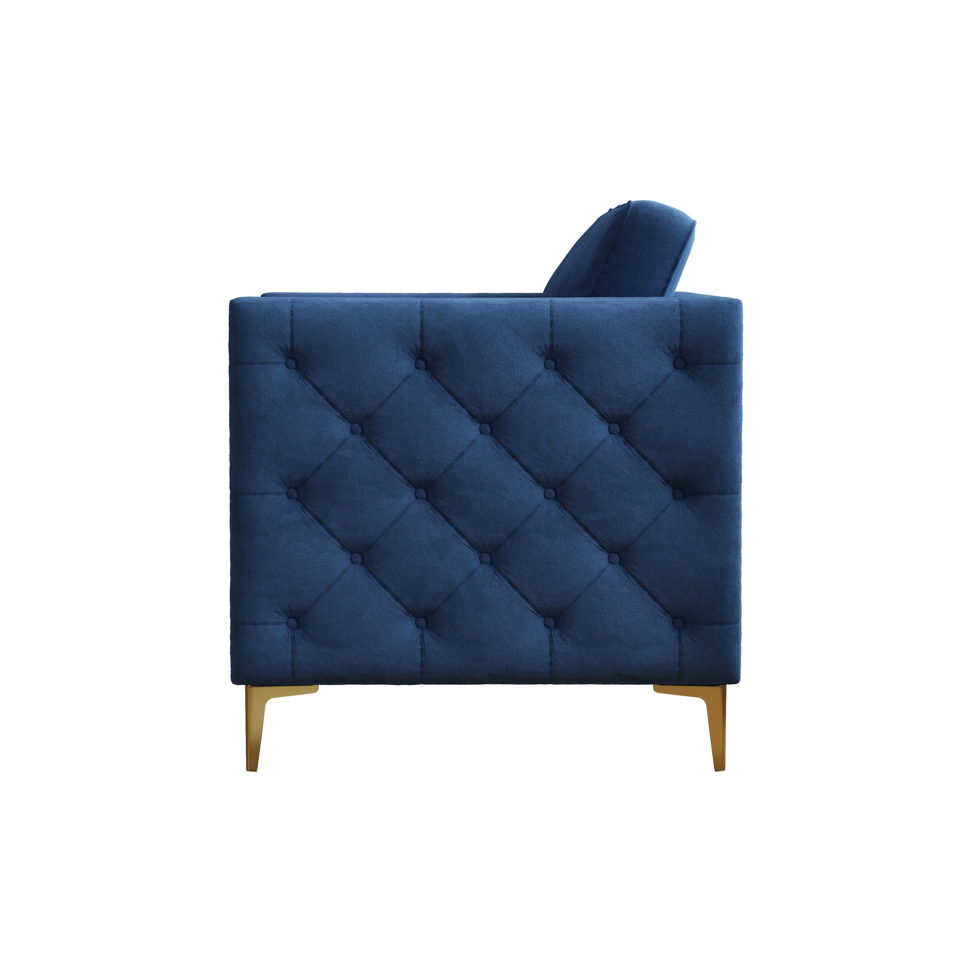 Accent Chair For Living Room Upholstered Arm Chair With Metal Legs Navy Blue Velvet Navy Blue Foam Fabric