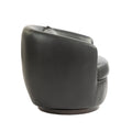 Upholstered Swivel Barrel Armchair With Storage Modern Living Room Side Chair For Bedroom Office Reading Spaces Pu Black Black Foam Upholstered