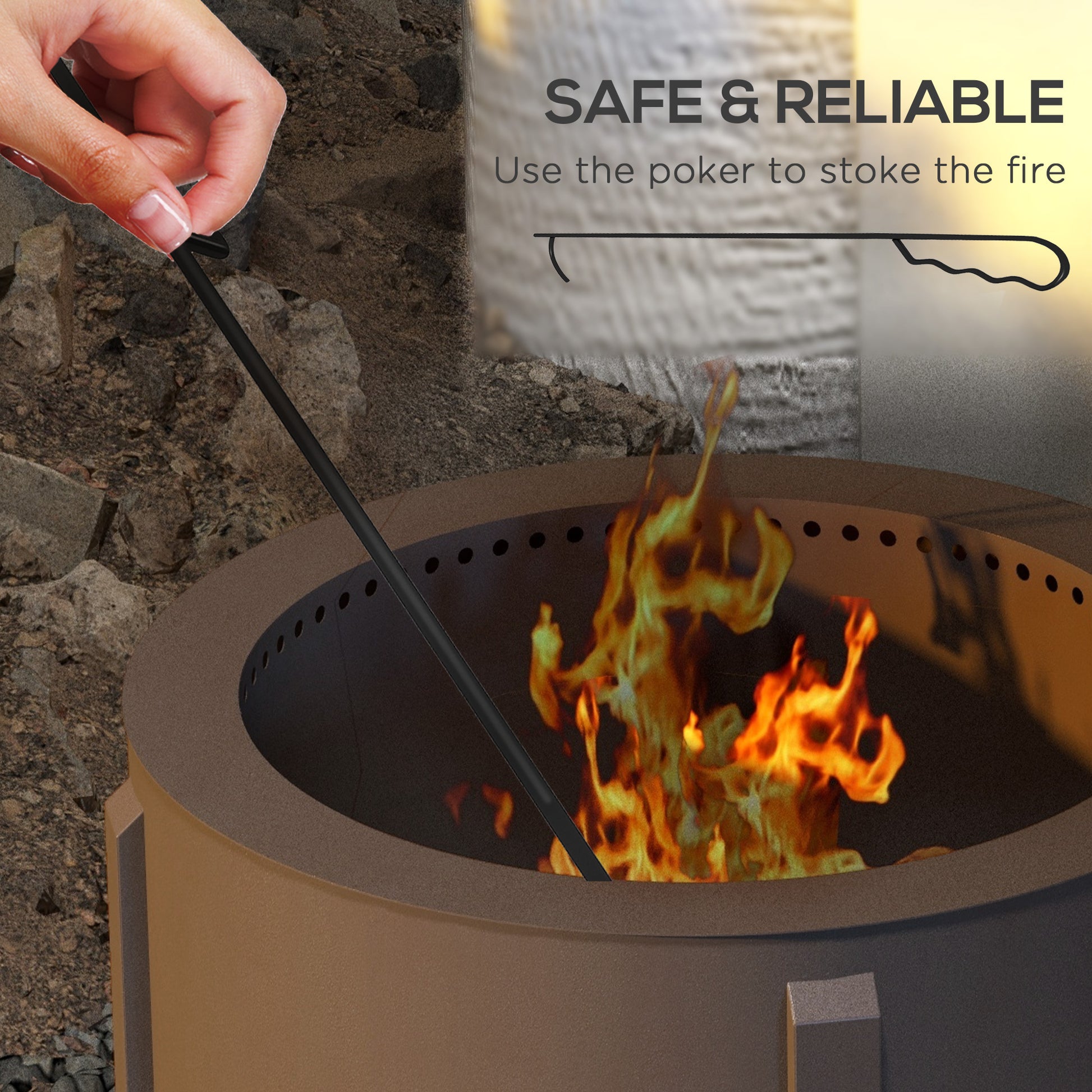 Outsunny 2 In 1 Smokeless Fire Pit, Bbq Grill, 19" Portable Wood Burning Firepit With Cooking Grate And Poker, Low Smoke Camping Bonfire Stove For Backyard Patio Picnic, Steel, Bronze Bronze Steel
