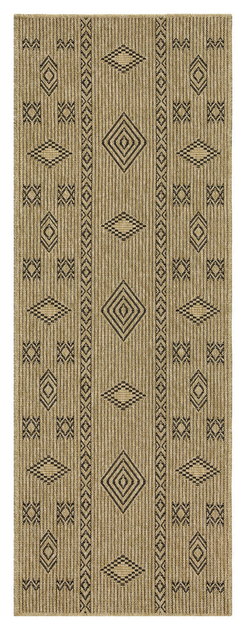 Earth Gc Ntl1001 Jute Black 2 Ft. 7 In. X 7 Ft. 3 In. Indoor Outdoor Area Rug Natural Black Polyester Polypropylene