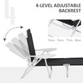 Outsunny Folding Chaise Lounge, Outdoor Sun Tanning Chair, 4 Position Reclining Back, Armrests, Metal Frame And Mesh Fabric For Beach, Yard, Patio, Black Black Metal