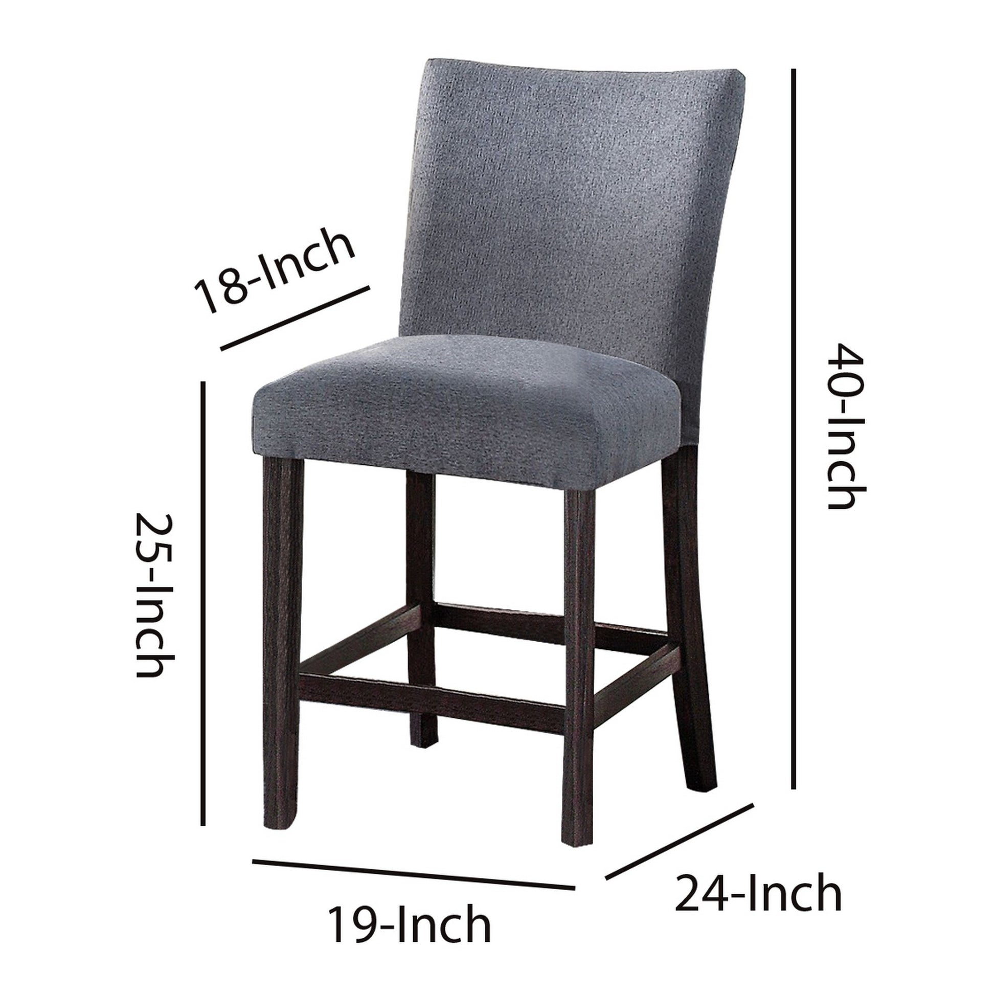 Fabric Counter Height Chairs With Curved Back, Set Of 2, Blue And Brown Blue Solid Wood