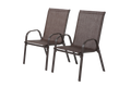 2 Piece Patio Chairs, Outdoor Camping Chairs Withtextilene Fabric, Set Of 2 Garden Chairs With Armrest High Backrest For Garden Patio Pool Beach Yard Space Saving Brown Brown Steel
