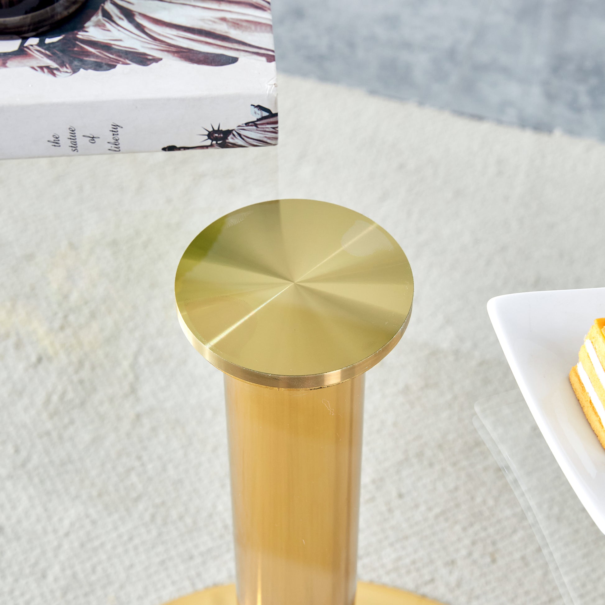 A 35 Inch Diameter Glass Top And A Modern, Minimalist Round Dining Table With Gold Metal Legs. Ideal For Dining Rooms, Living Rooms And Meeting Rooms. Model: Dt 1166 Gold Glass Metal